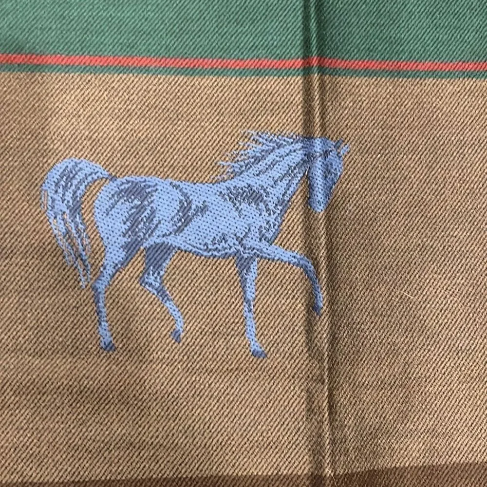 Plaid new wool horse fringe scarf made in Germany